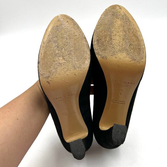 Kate Spade Nessle Pumps Nessle Suede Black Platform Heels - Picture 6 of 8